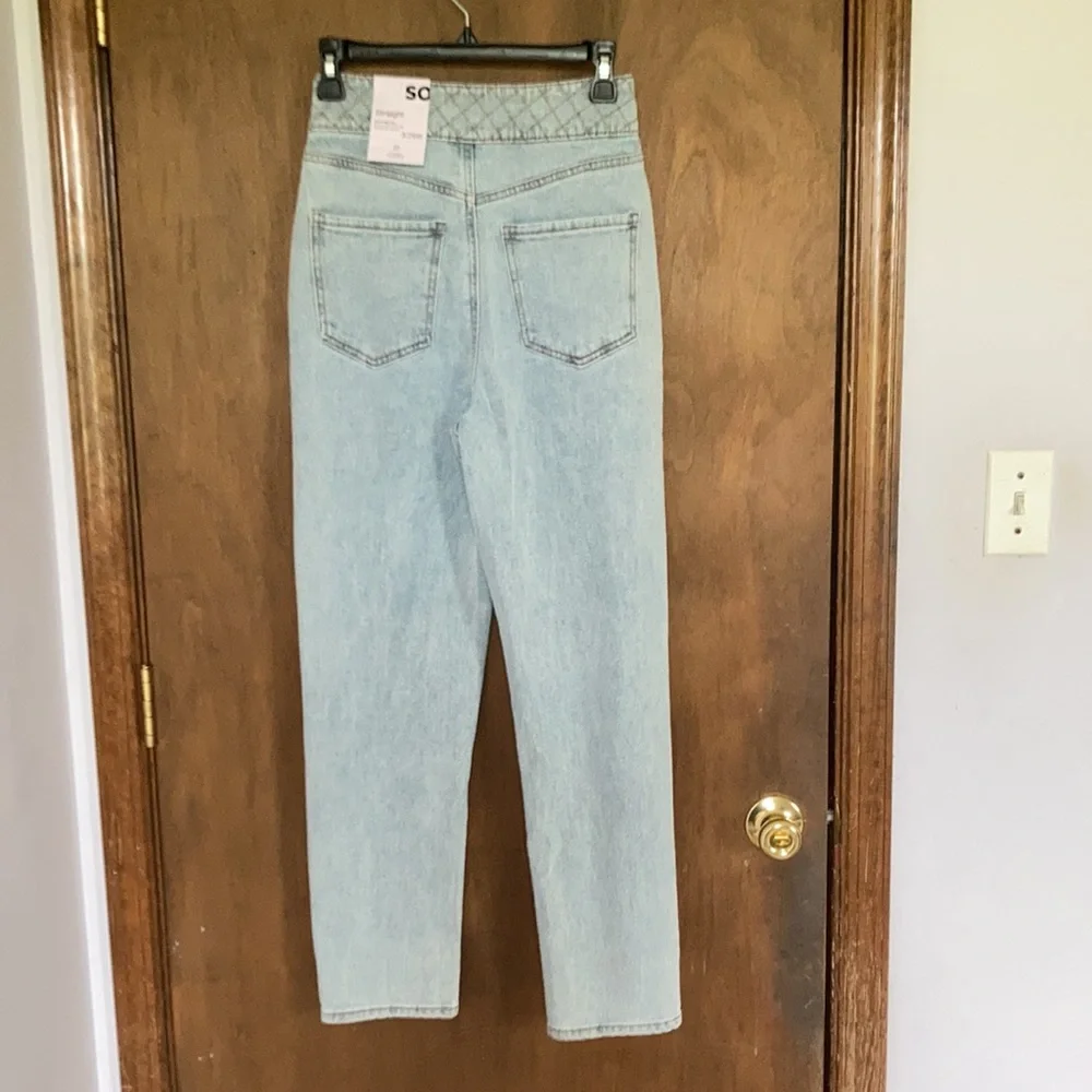 Relisting❌Super highrise straight woven denim jean pant quilted design waistband - Picture 11 of 17